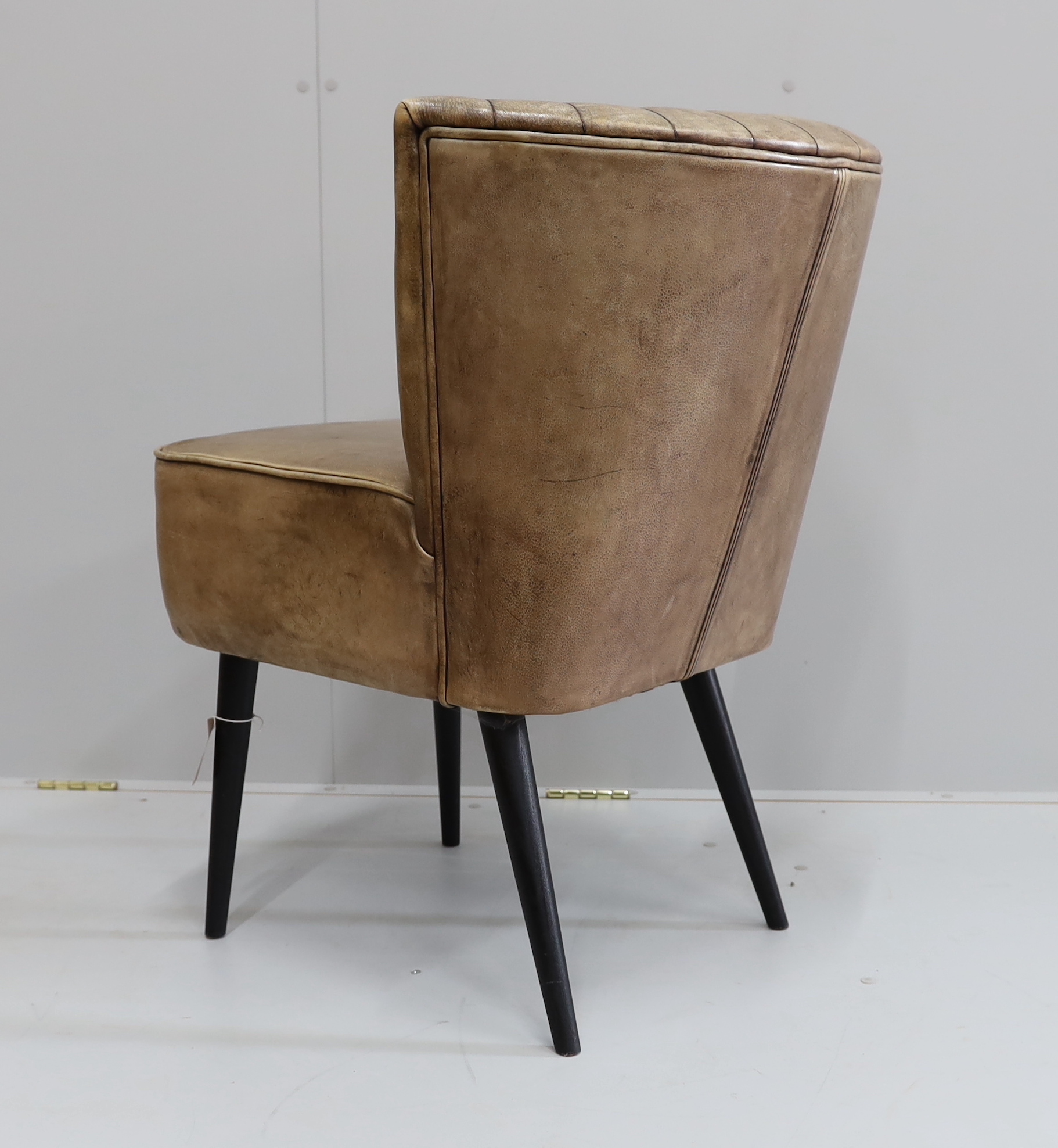 A 1950's upholstered side chair, width 60cm, depth 64cm, height 78cm